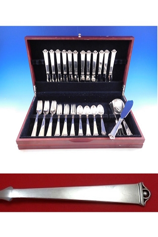 Vendome by Peter Hertz Danish Sterling Silver Flatware Set for 12 Service 51 Pcs